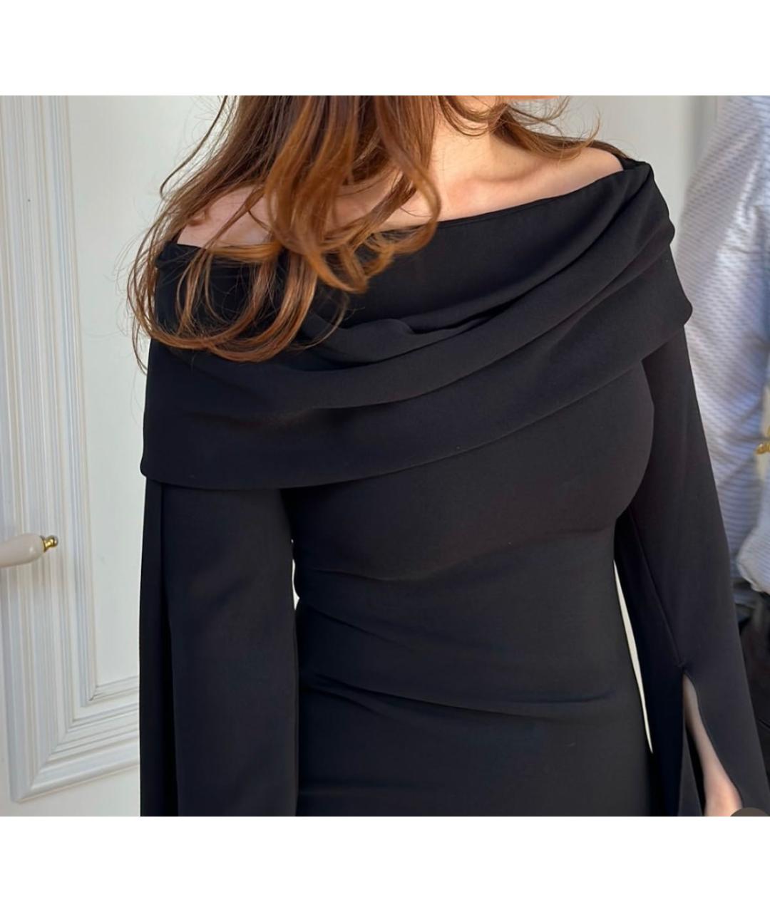 SOLACE LONDON Черное креповое вечернее платье, фото 7