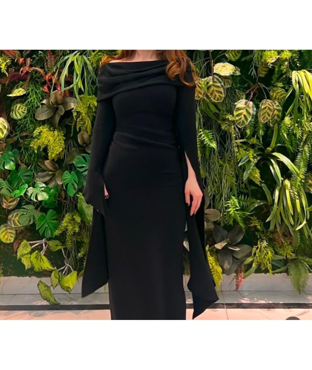 SOLACE LONDON Черное креповое вечернее платье, фото 5