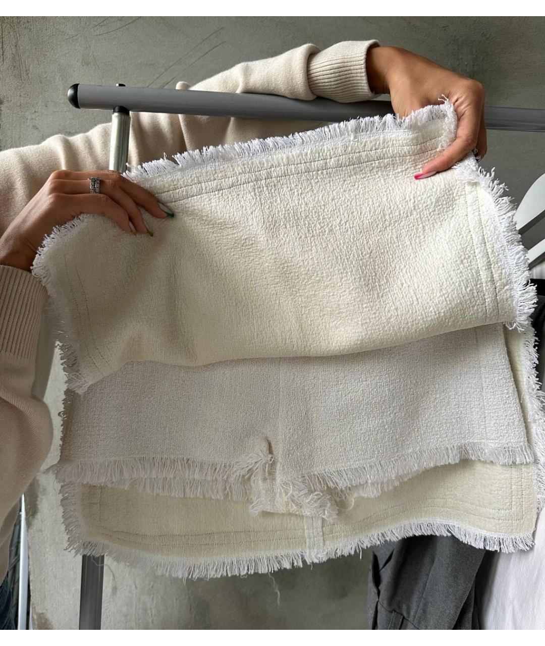 MSGM Белая твидовая юбка-шорты, фото 2