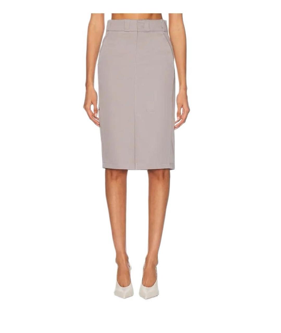 MAISON MARGIELA Серая хлопковая юбка миди, фото 3