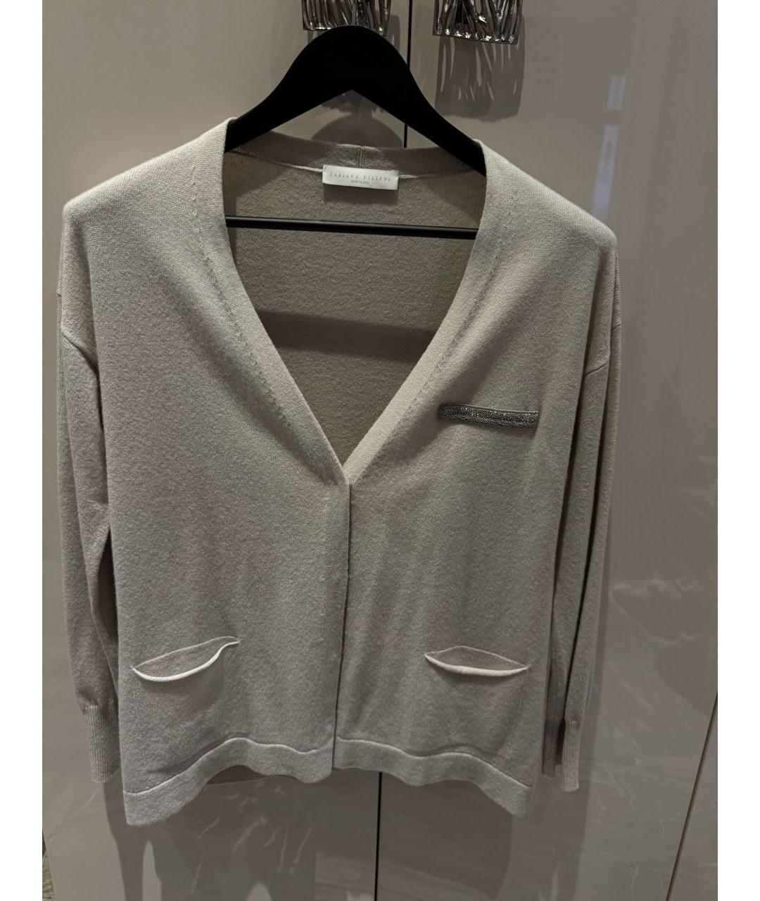 FABIANA FILIPPI Бежевый шерстяной кардиган, фото 7