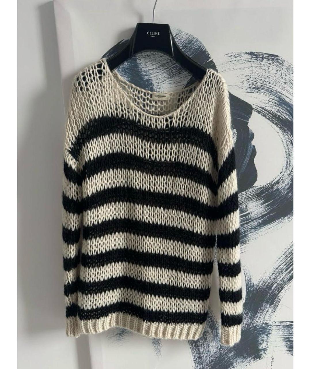 SAINT LAURENT Белый шерстяной джемпер / свитер, фото 2