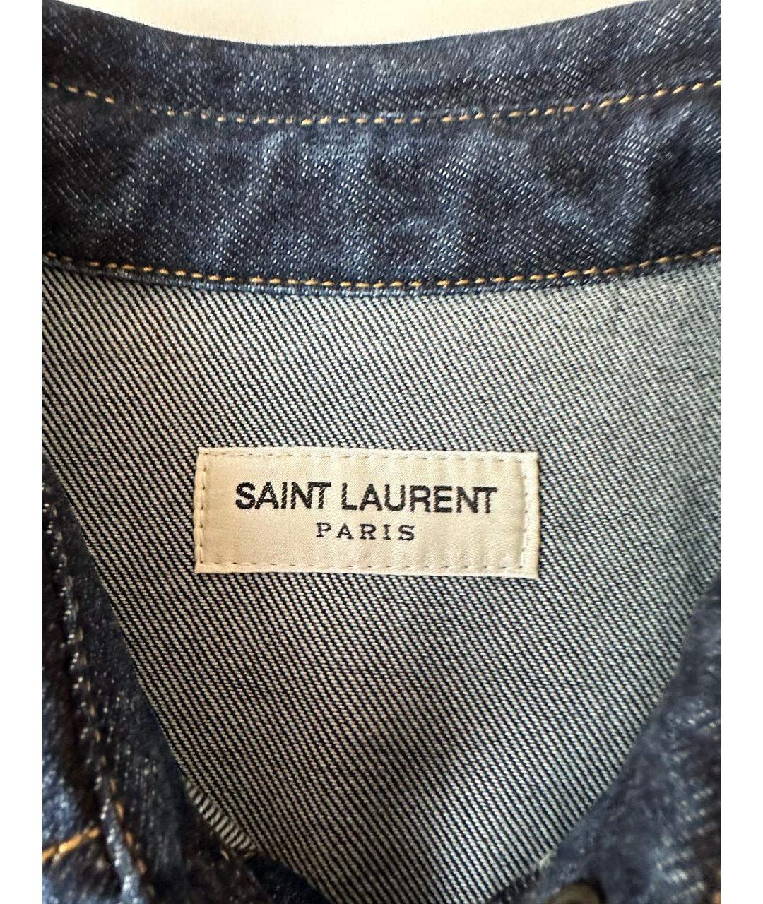 SAINT LAURENT Темно-синяя хлопковая рубашка, фото 5