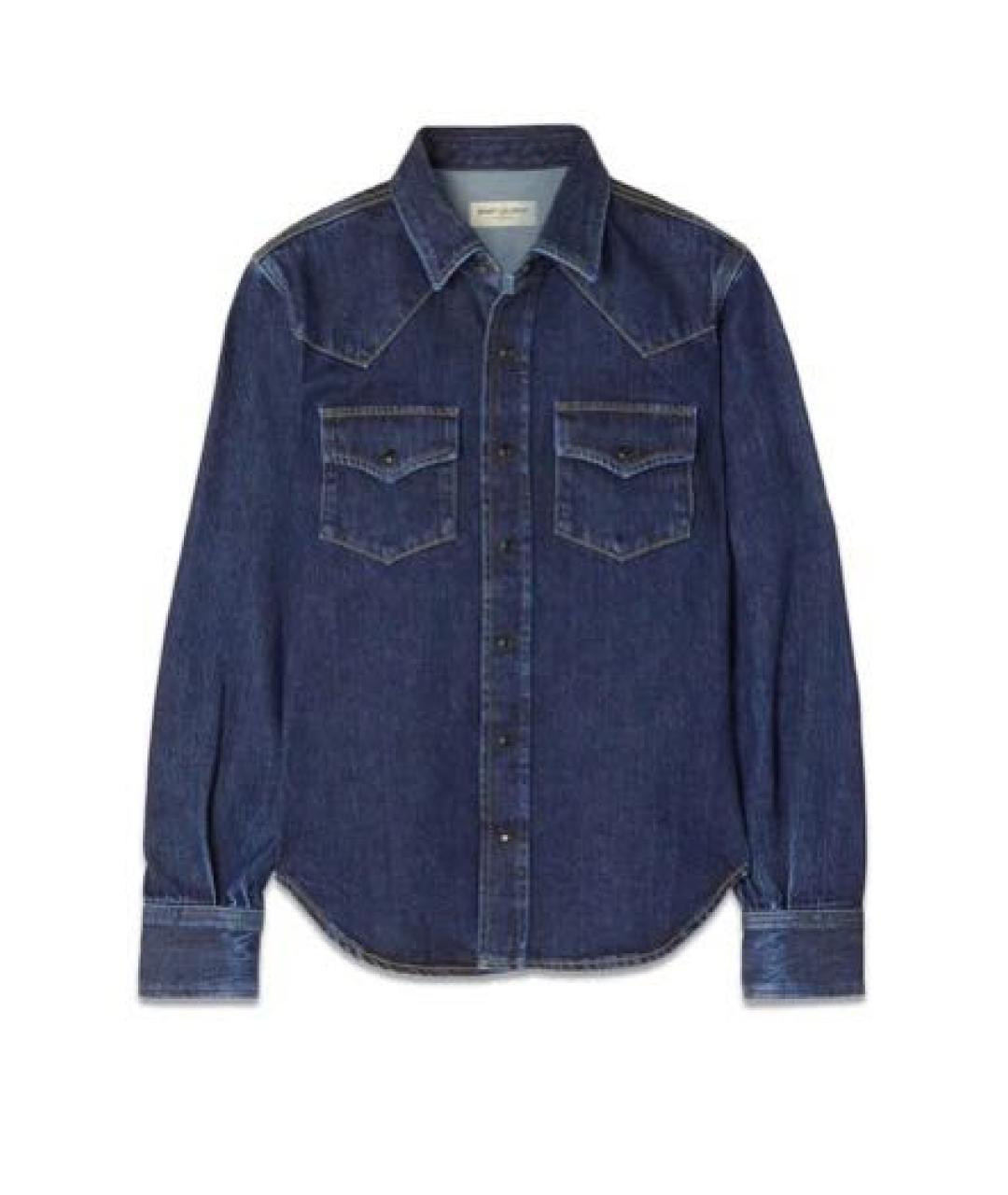 SAINT LAURENT Темно-синяя хлопковая рубашка, фото 1