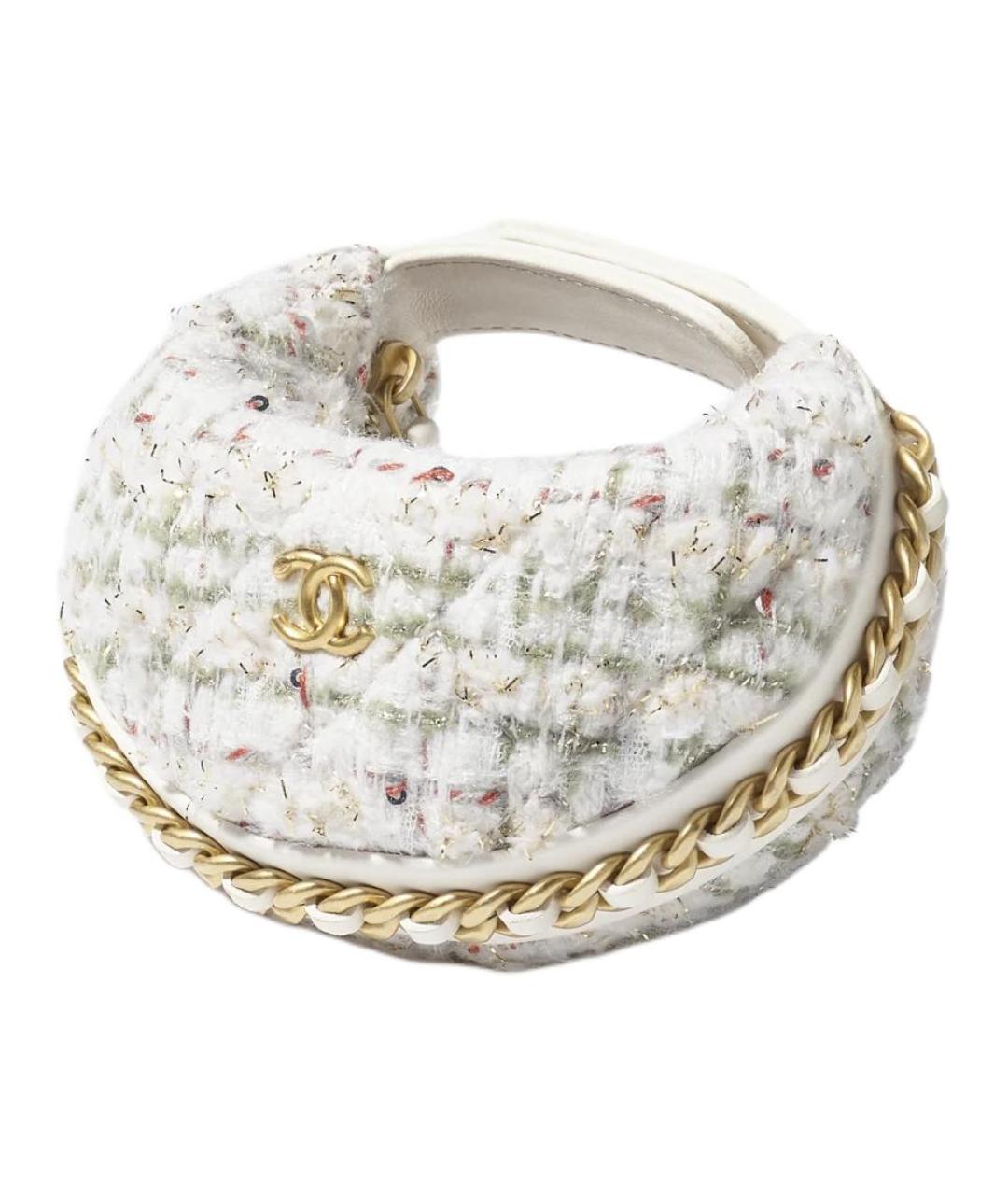 CHANEL Белая шерстяная сумка через плечо, фото 2