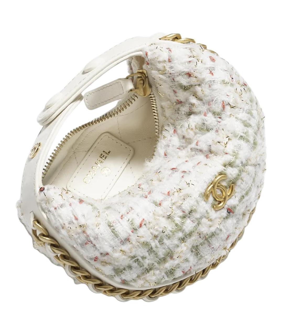 CHANEL Белая шерстяная сумка через плечо, фото 3