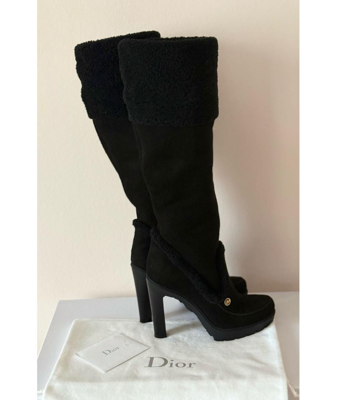 CHRISTIAN DIOR Черные кожаные сапоги, фото 2