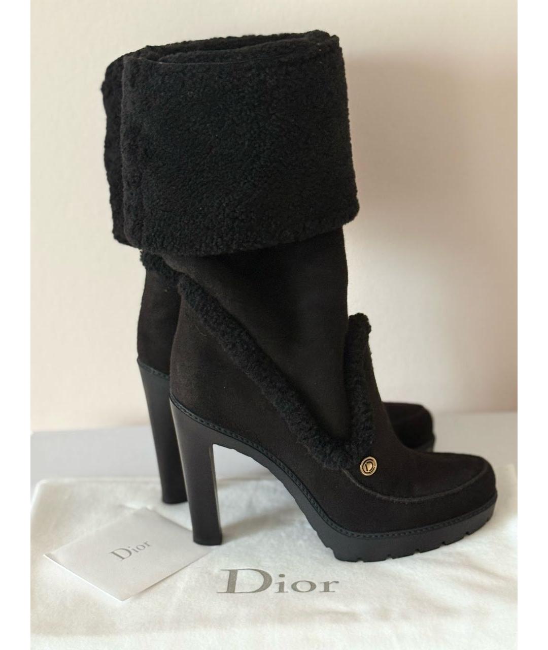 CHRISTIAN DIOR Черные кожаные сапоги, фото 3