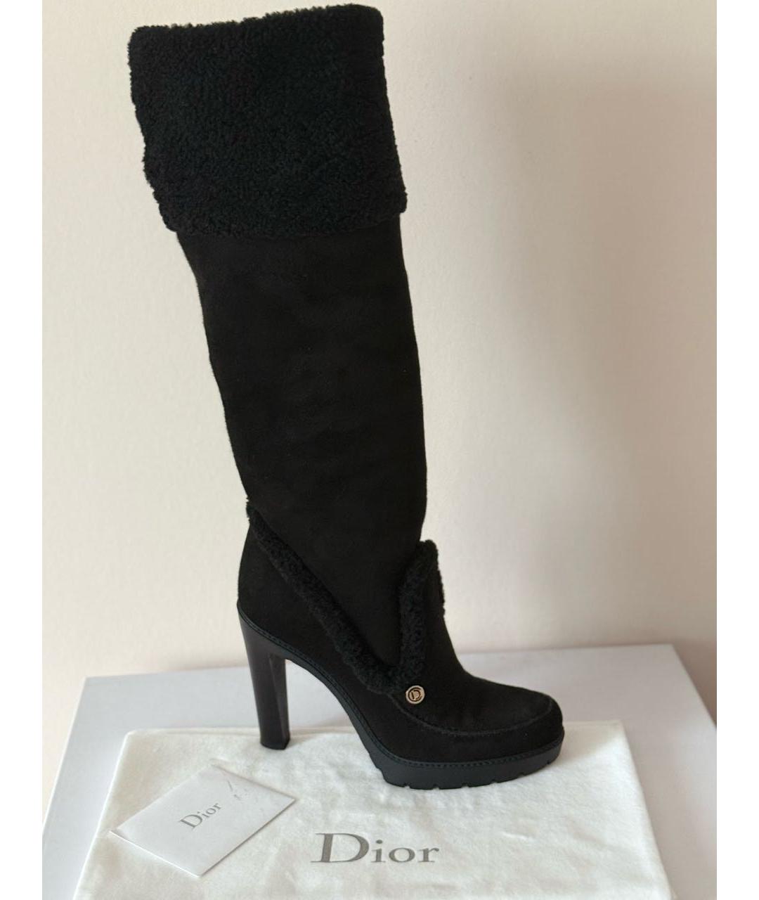 CHRISTIAN DIOR Черные кожаные сапоги, фото 8