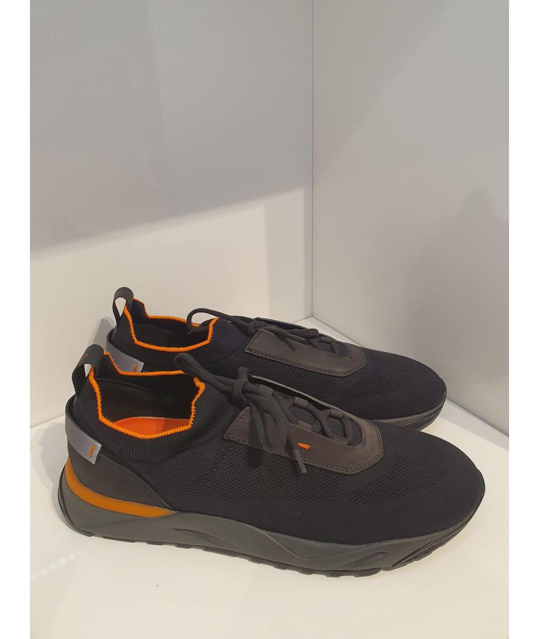 SANTONI Черные текстильные низкие кроссовки / кеды, фото 3