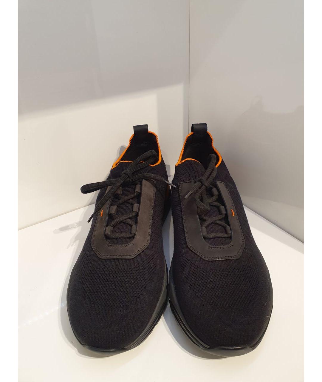 SANTONI Черные текстильные низкие кроссовки / кеды, фото 2