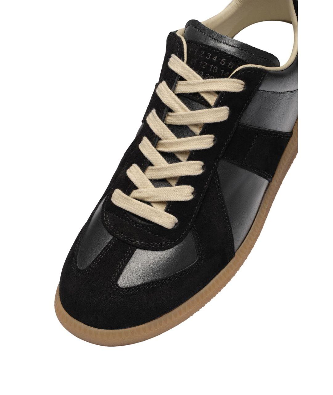 MAISON MARGIELA Черные кожаные кеды, фото 3