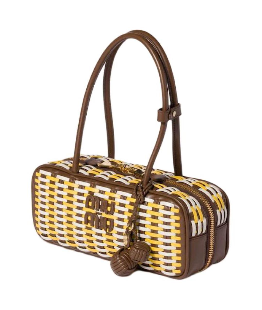 MIU MIU Бежевая хлопковая сумка через плечо, фото 2