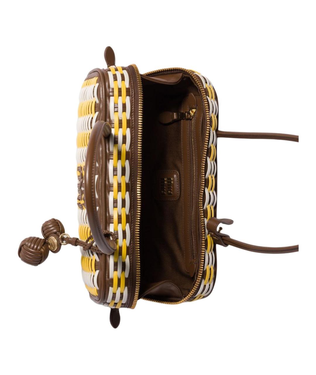 MIU MIU Бежевая хлопковая сумка через плечо, фото 4