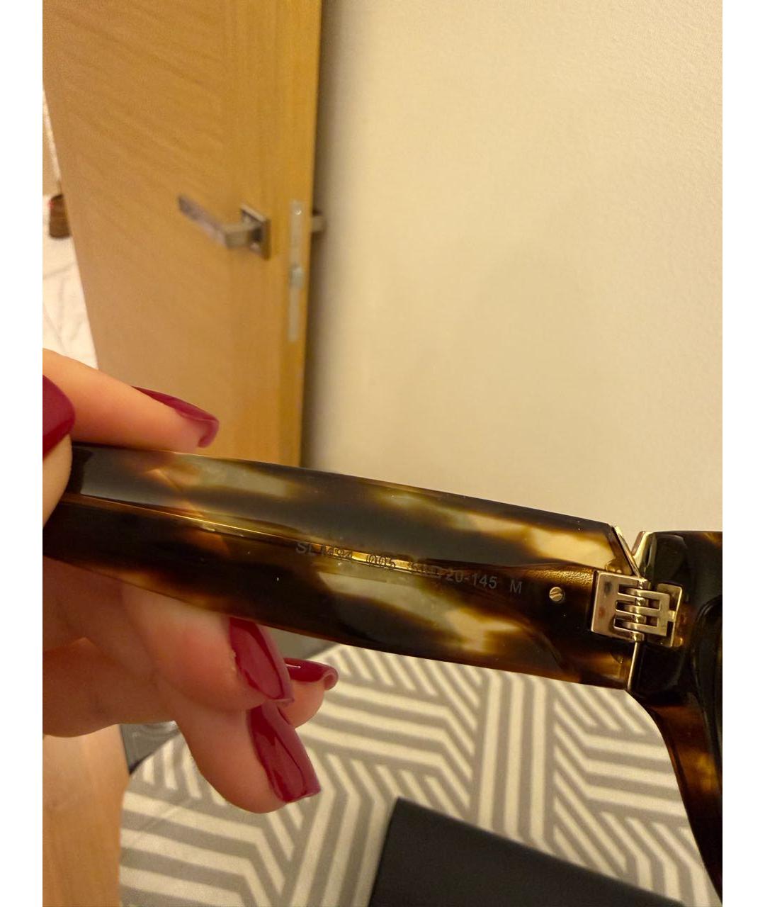 SAINT LAURENT Коричневые пластиковые солнцезащитные очки, фото 5