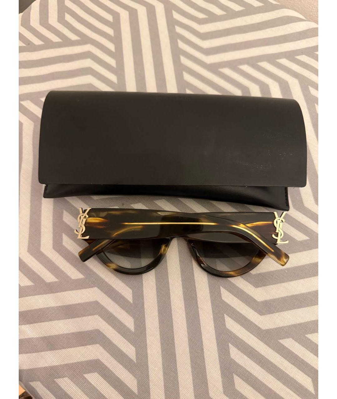 SAINT LAURENT Коричневые пластиковые солнцезащитные очки, фото 4