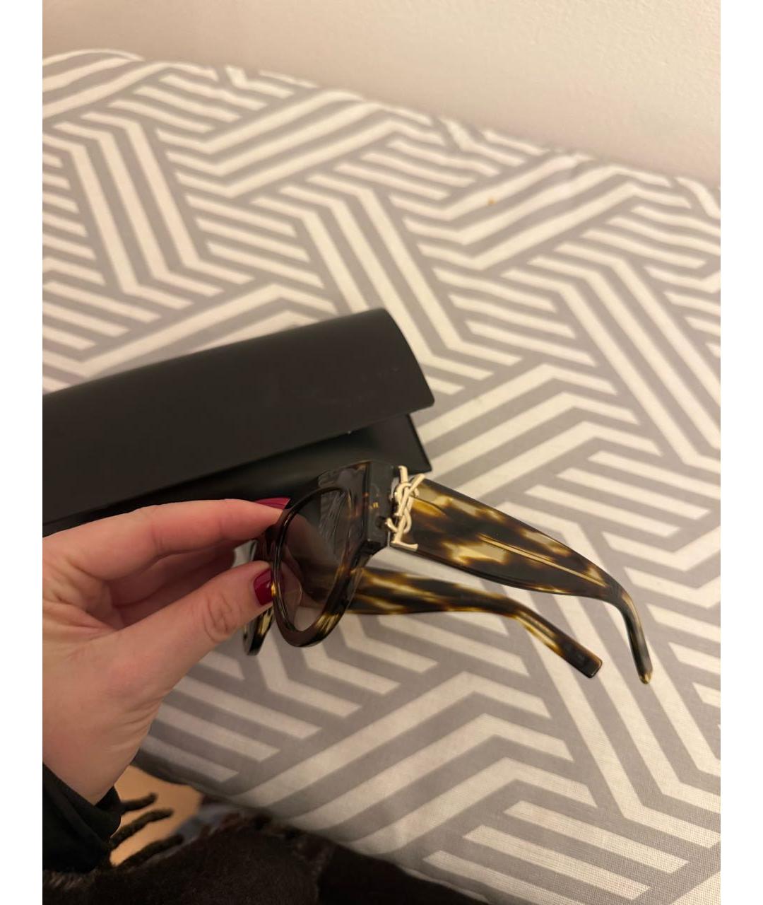 SAINT LAURENT Коричневые пластиковые солнцезащитные очки, фото 3