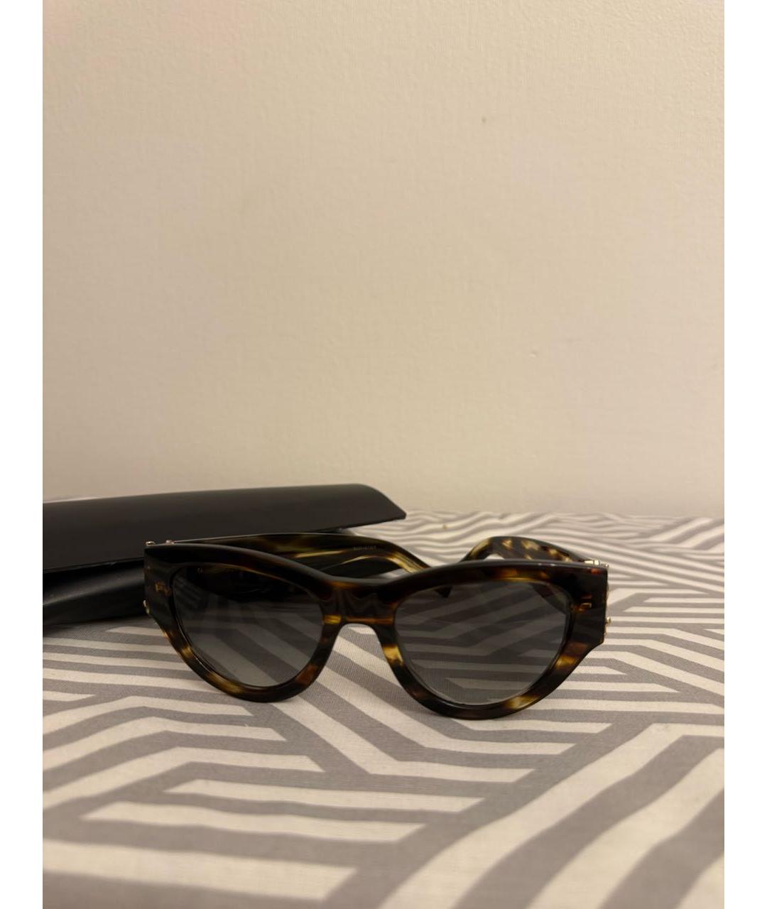 SAINT LAURENT Коричневые пластиковые солнцезащитные очки, фото 7