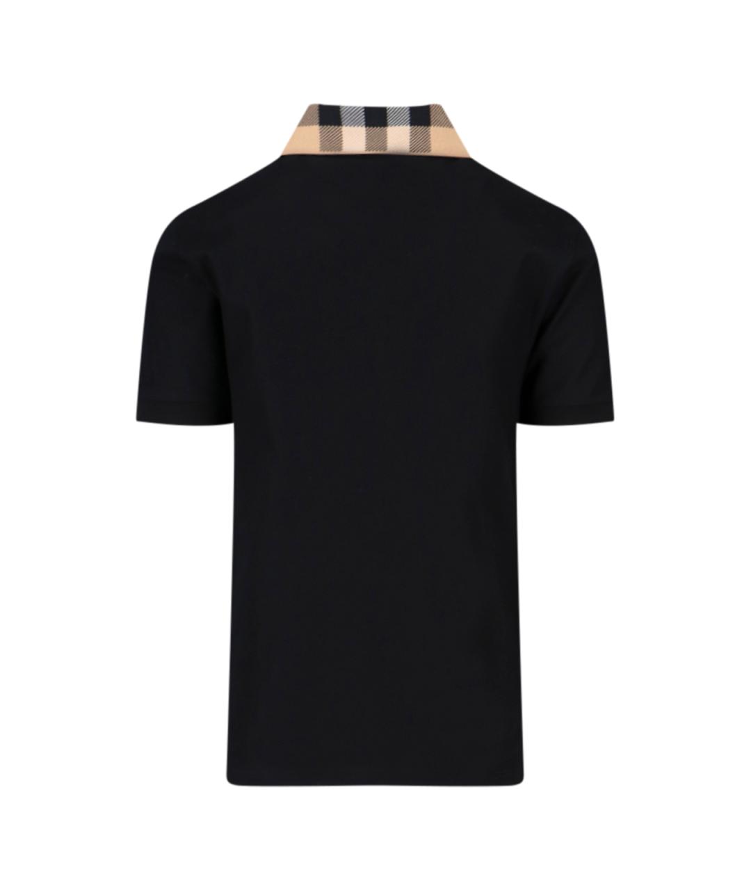 BURBERRY Черное хлопковое поло с коротким рукавом, фото 3