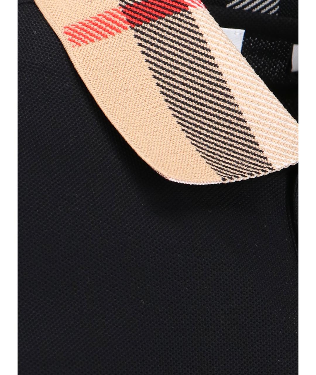 BURBERRY Черное хлопковое поло с коротким рукавом, фото 5