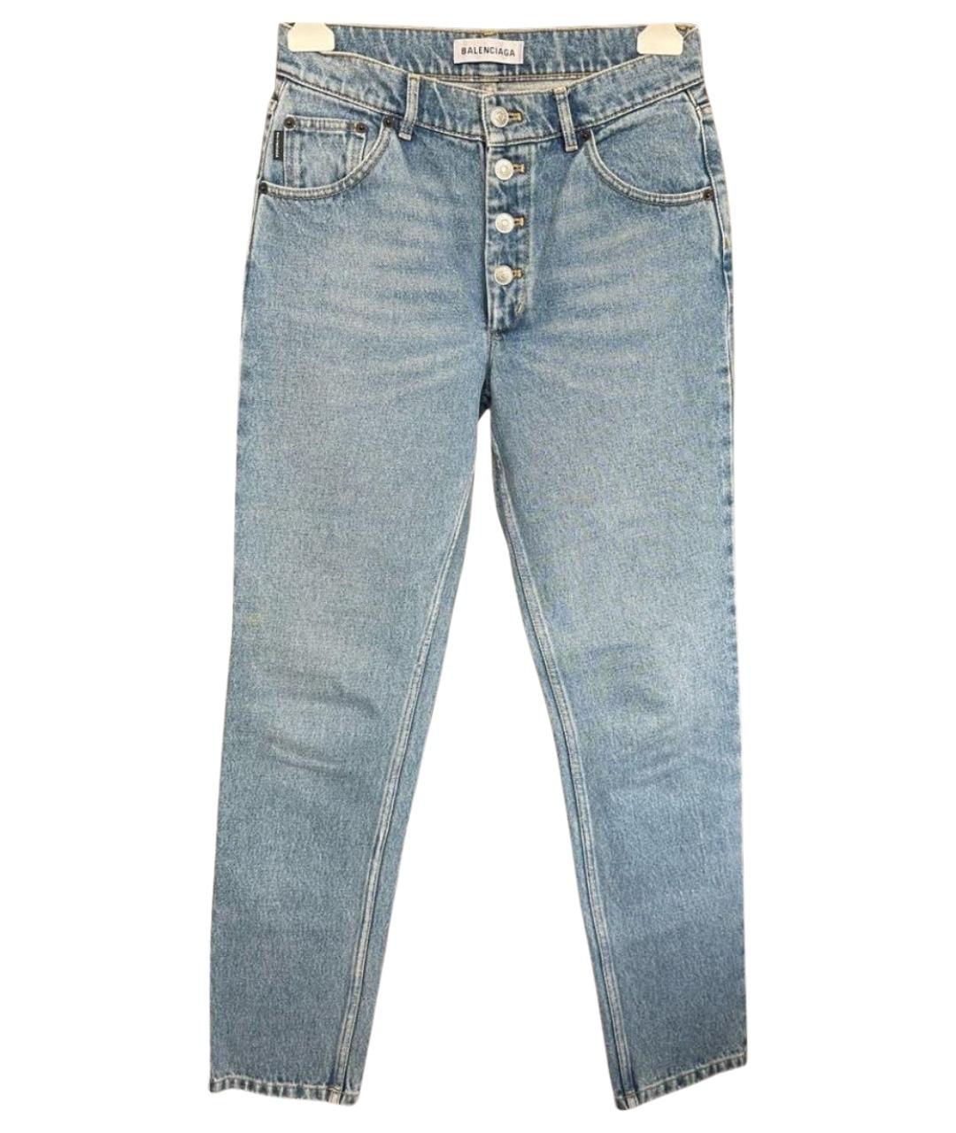 BALENCIAGA Голубые хлопковые джинсы слим, фото 1