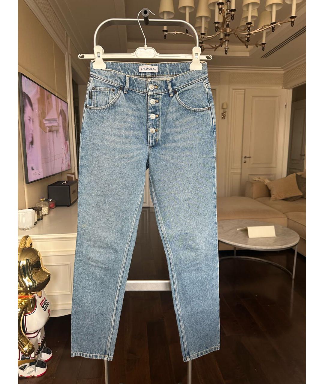 BALENCIAGA Голубые хлопковые джинсы слим, фото 5