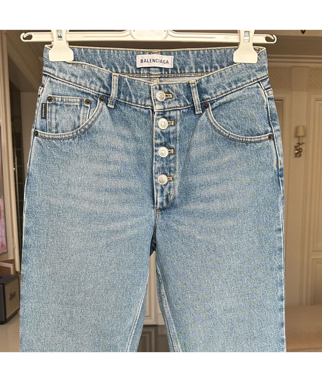 BALENCIAGA Голубые хлопковые джинсы слим, фото 4