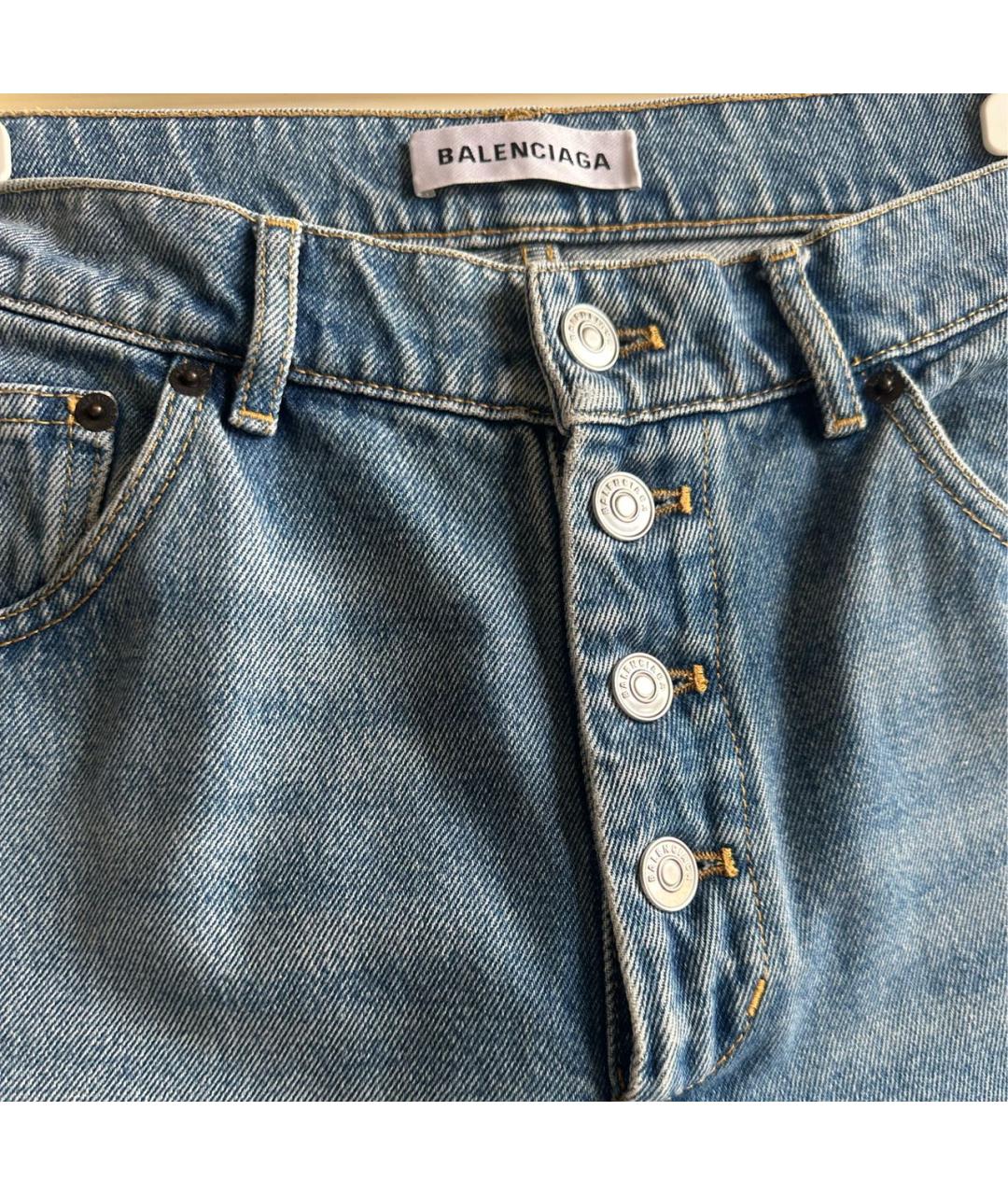 BALENCIAGA Голубые хлопковые джинсы слим, фото 3