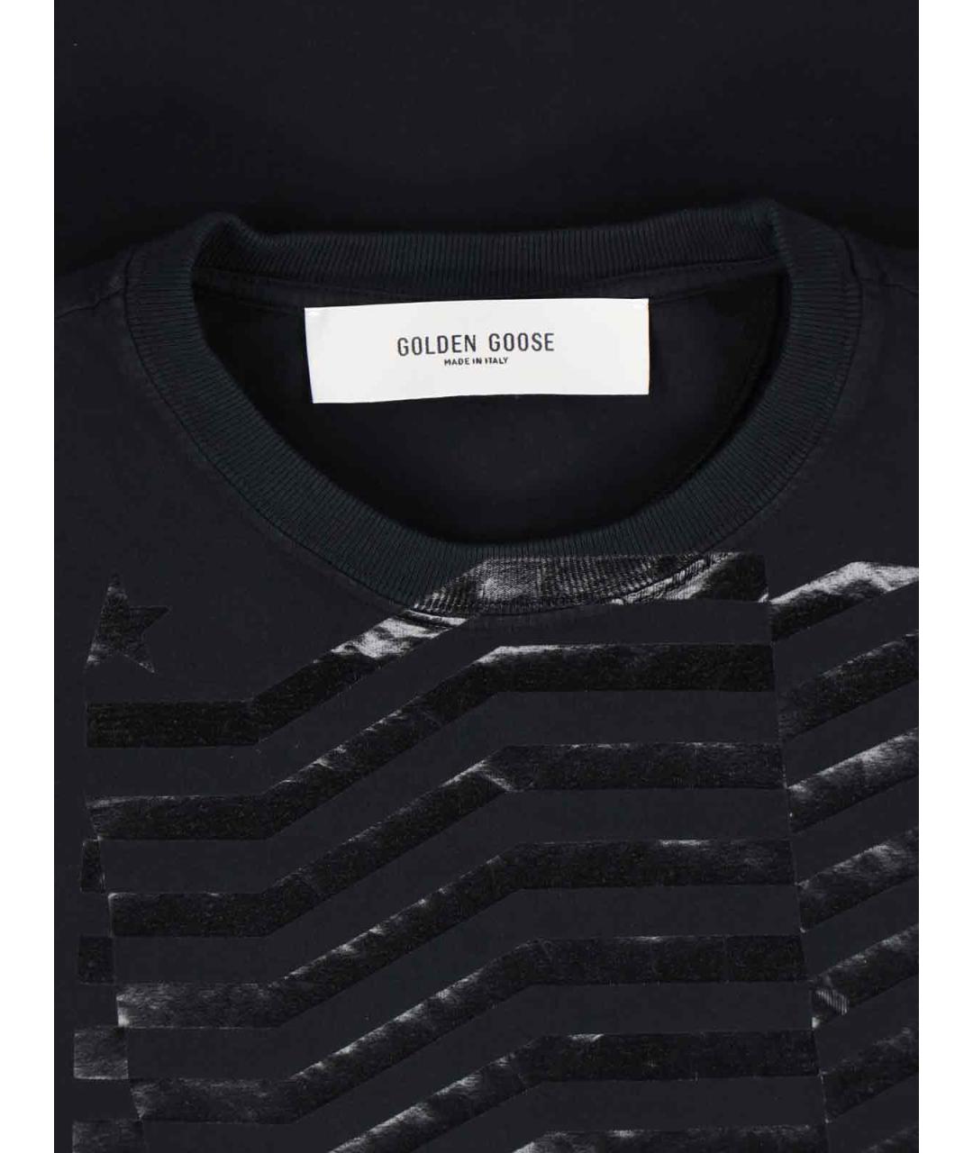GOLDEN GOOSE DELUXE BRAND Черная хлопковая футболка, фото 3