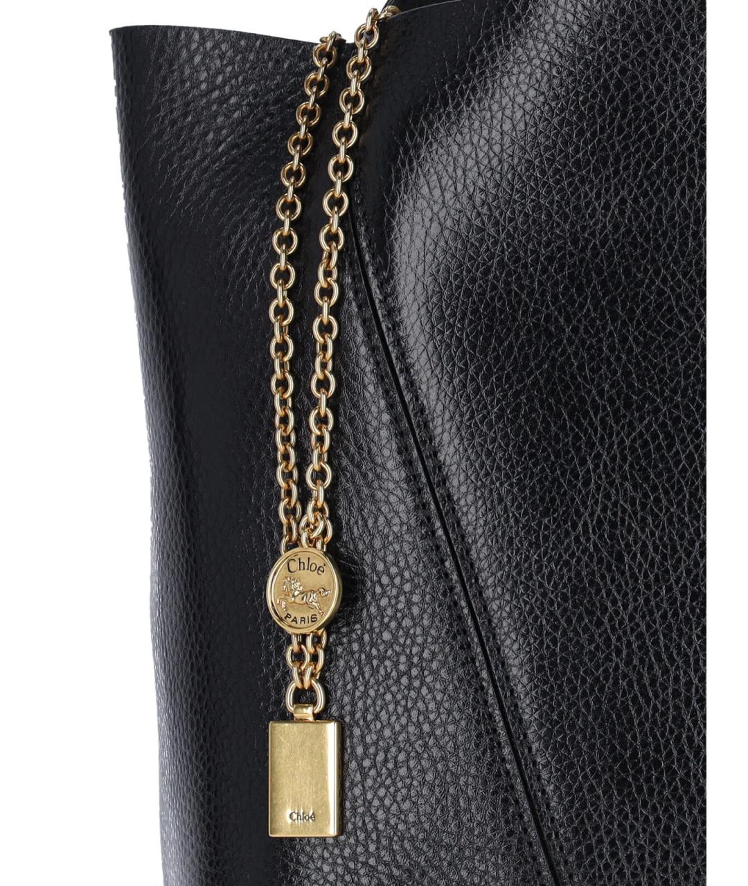 CHLOE Черная кожаная сумка тоут, фото 6