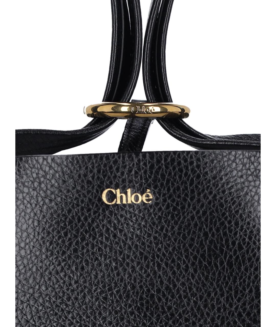 CHLOE Черная кожаная сумка тоут, фото 7