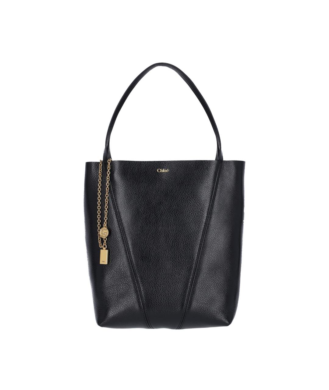 CHLOE Черная кожаная сумка тоут, фото 1