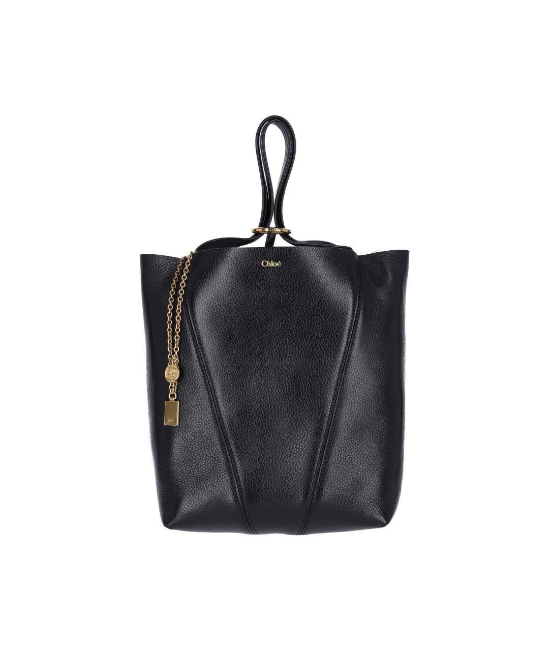 CHLOE Черная кожаная сумка тоут, фото 2