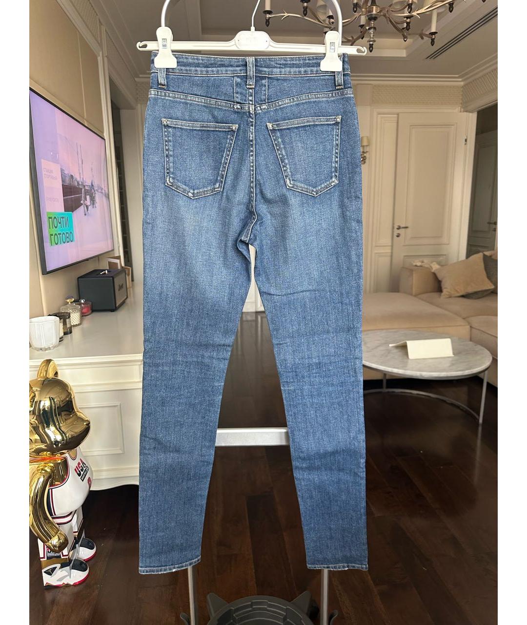 SAINT LAURENT Голубые хлопко-эластановые джинсы слим, фото 2