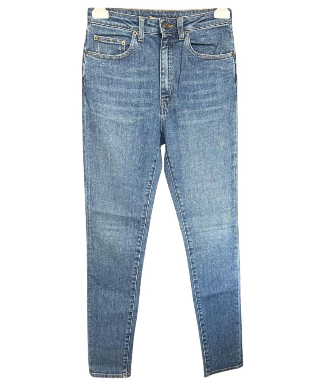 SAINT LAURENT Голубые хлопко-эластановые джинсы слим, фото 1