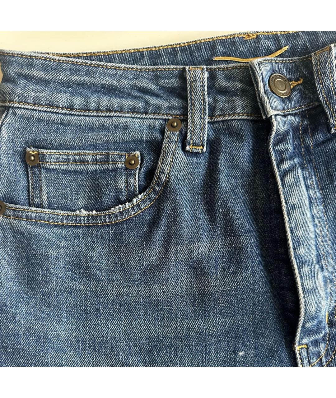 SAINT LAURENT Голубые хлопко-эластановые джинсы слим, фото 3