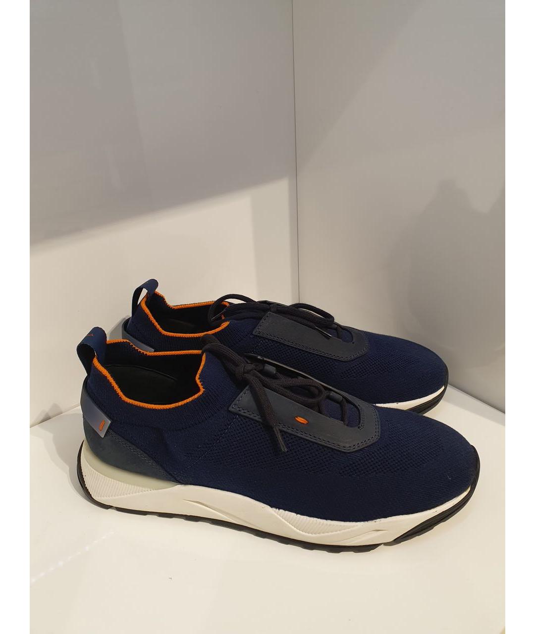 SANTONI Синие текстильные низкие кроссовки / кеды, фото 3