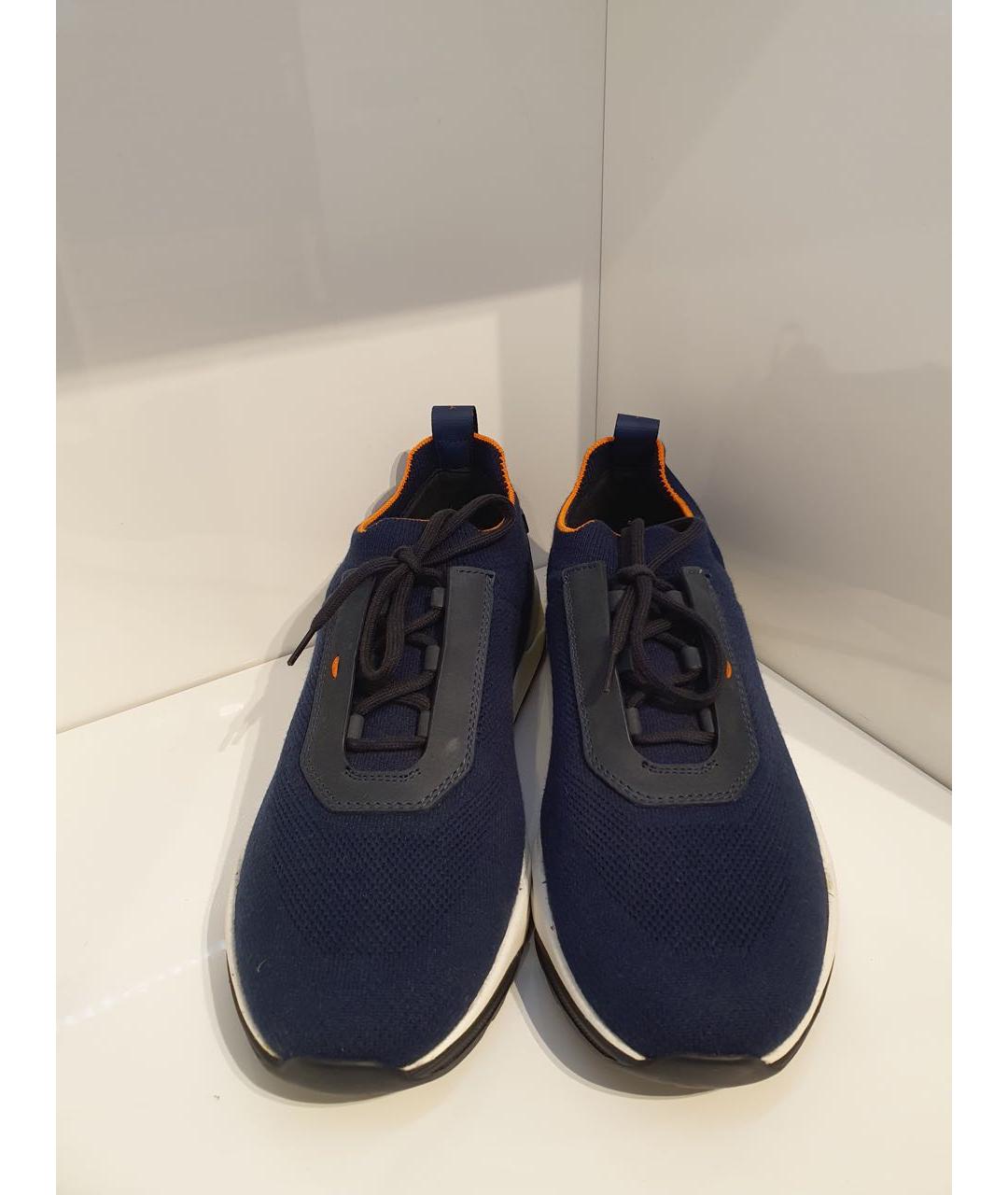 SANTONI Синие текстильные низкие кроссовки / кеды, фото 2