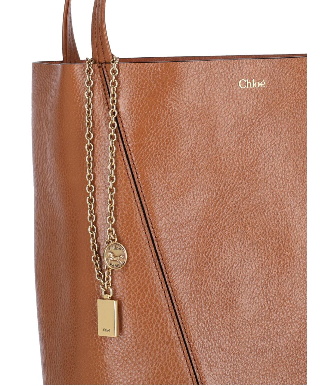 CHLOE Коричневая кожаная сумка тоут, фото 6