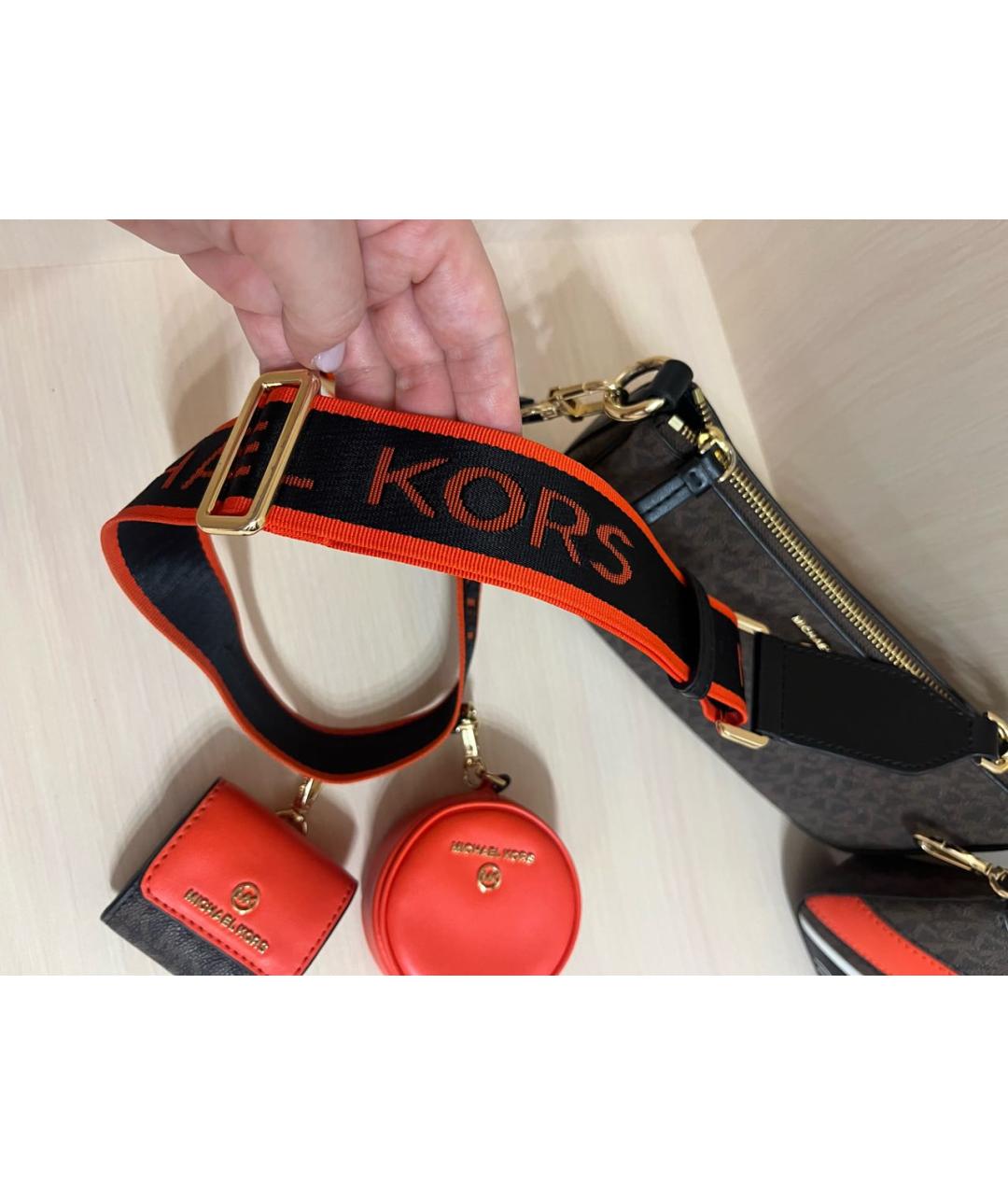 MICHAEL KORS Коричневая кожаная сумка через плечо, фото 8