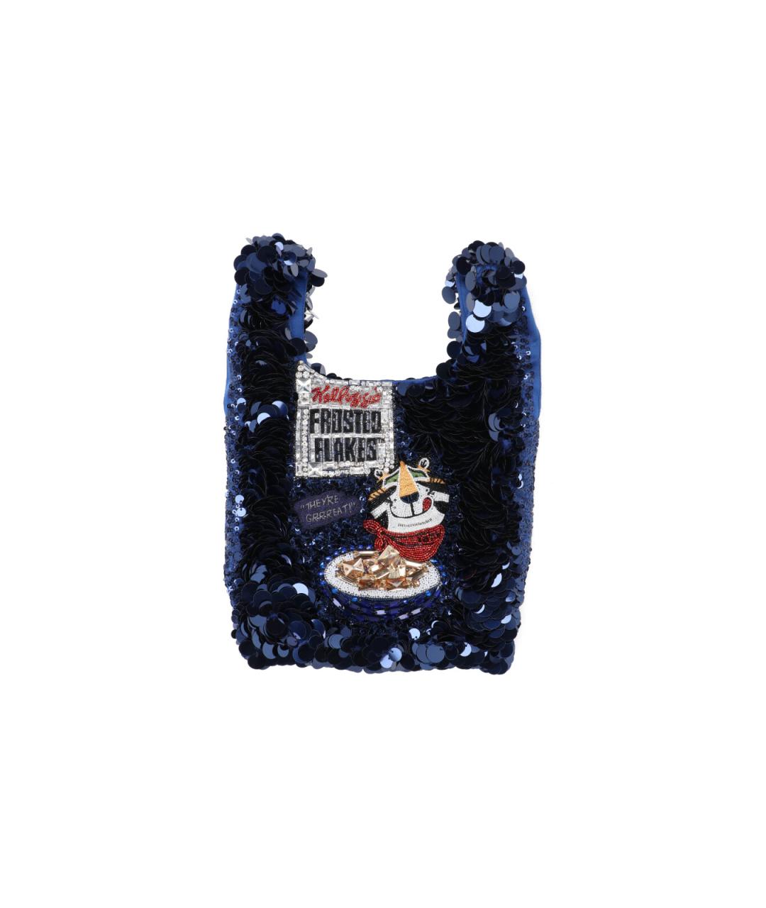 ANYA HINDMARCH Синяя шелковая сумка тоут, фото 1