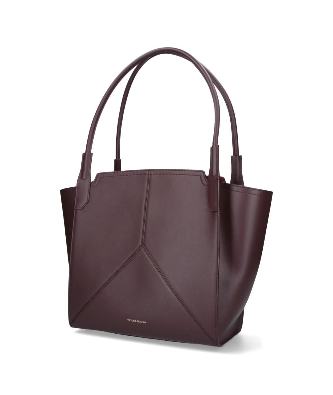 VICTORIA BECKHAM Бордовая кожаная сумка тоут, фото 2