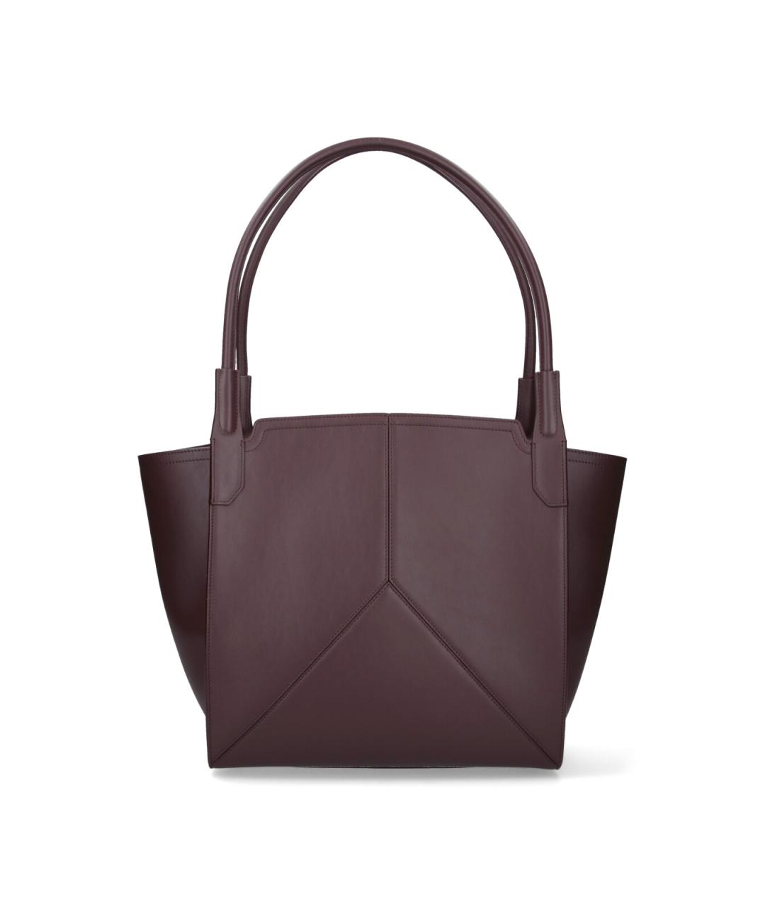 VICTORIA BECKHAM Бордовая кожаная сумка тоут, фото 3