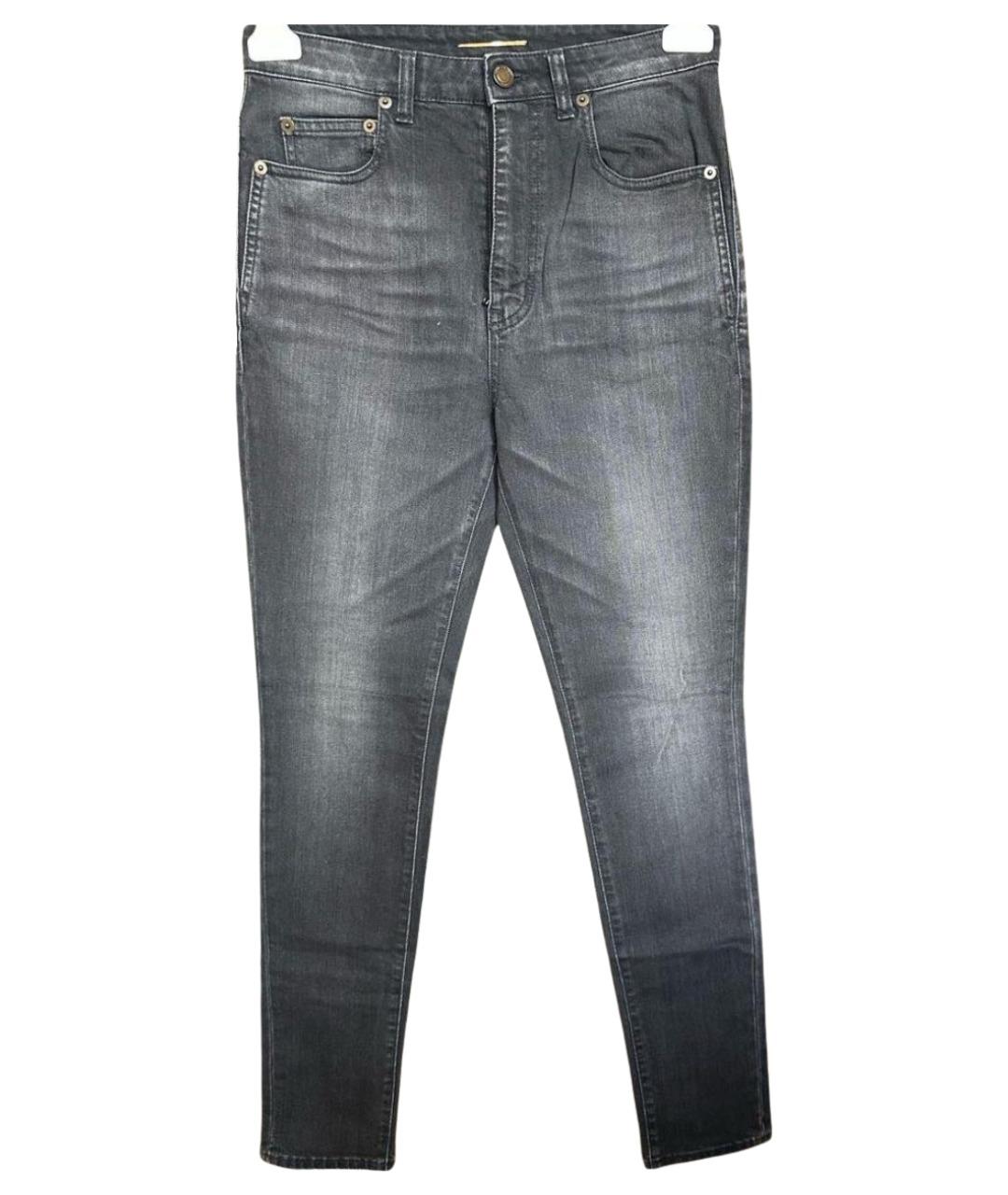 SAINT LAURENT Черные хлопко-эластановые джинсы слим, фото 1