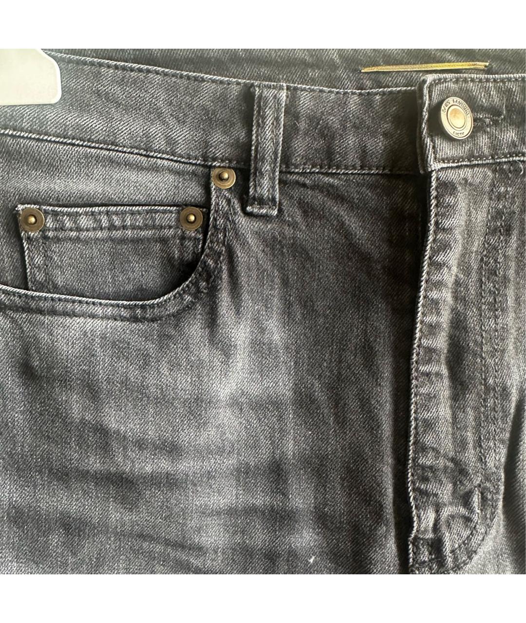 SAINT LAURENT Черные хлопко-эластановые джинсы слим, фото 4