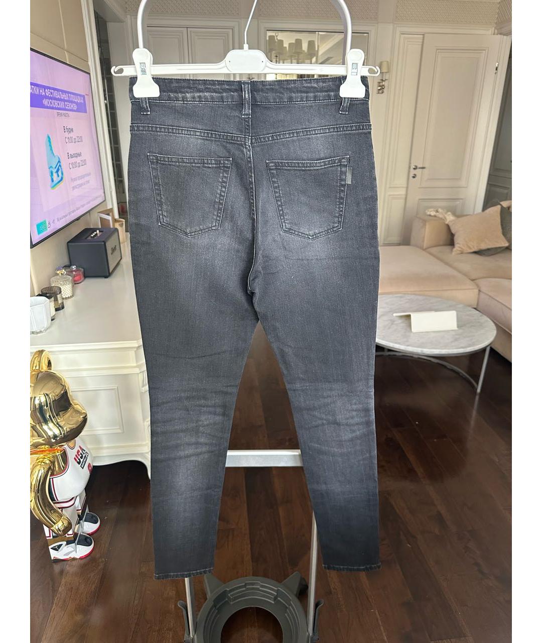 SAINT LAURENT Черные хлопко-эластановые джинсы слим, фото 2