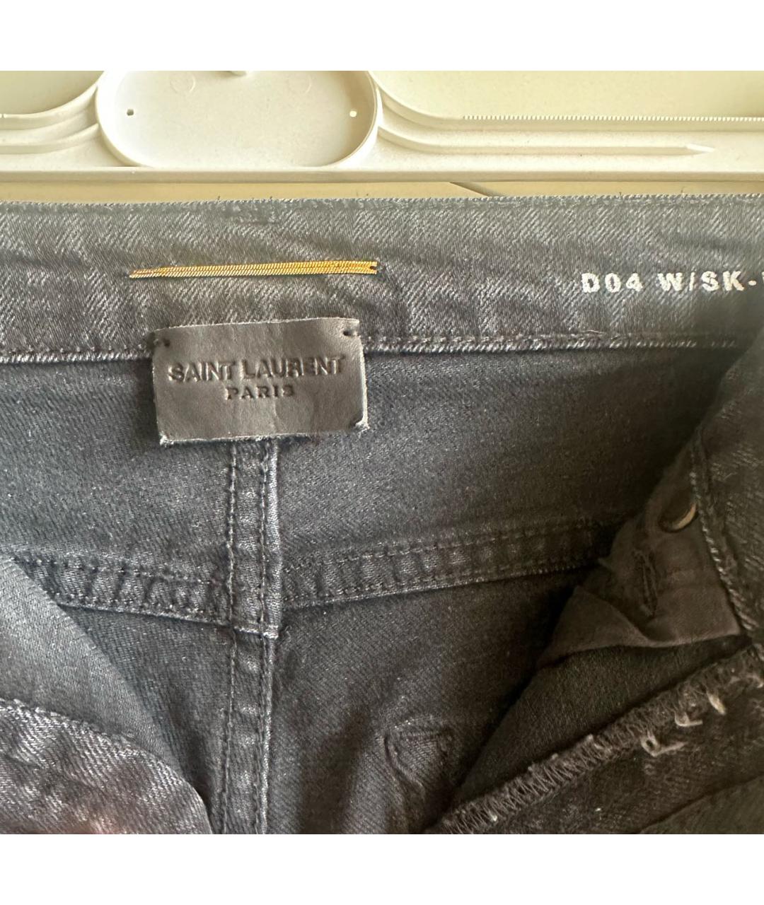 SAINT LAURENT Черные хлопко-эластановые джинсы слим, фото 3