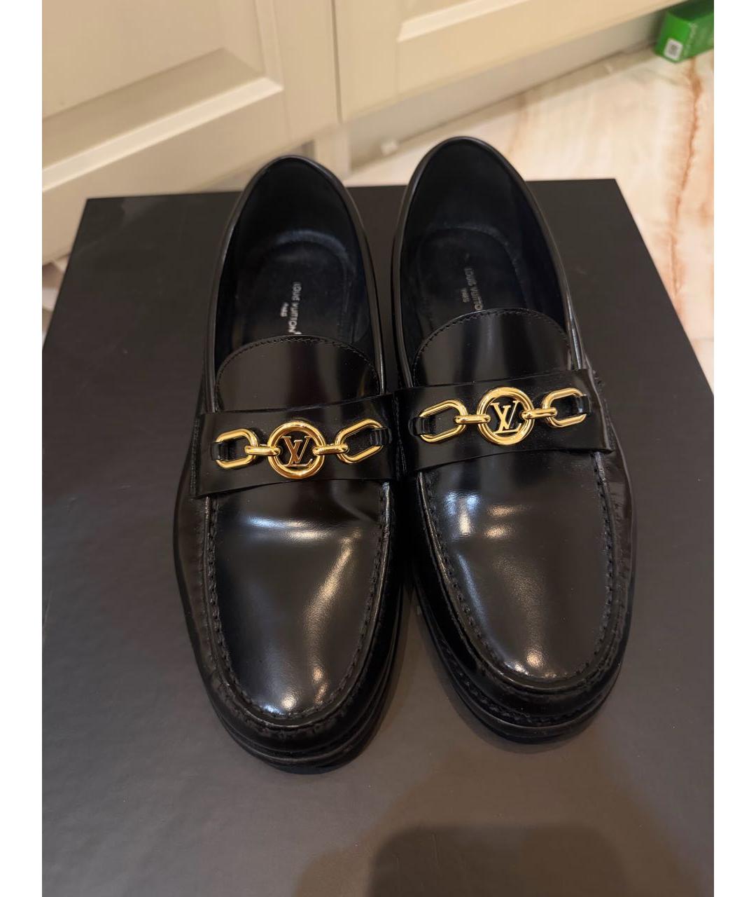 LOUIS VUITTON Черные кожаные лоферы, фото 4
