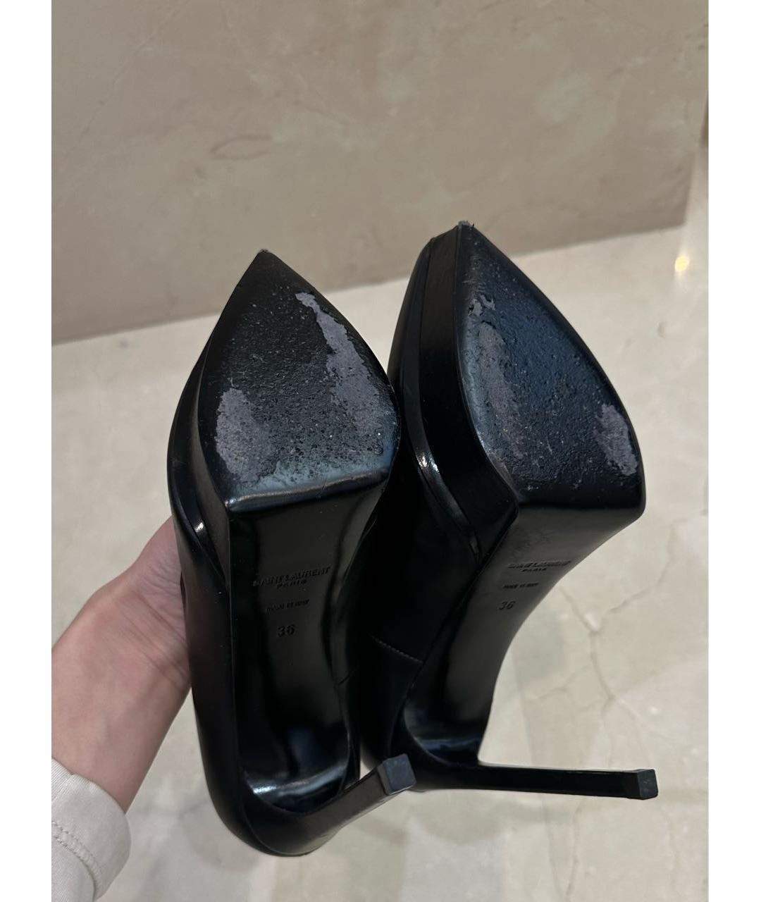 SAINT LAURENT Черные кожаные туфли, фото 6