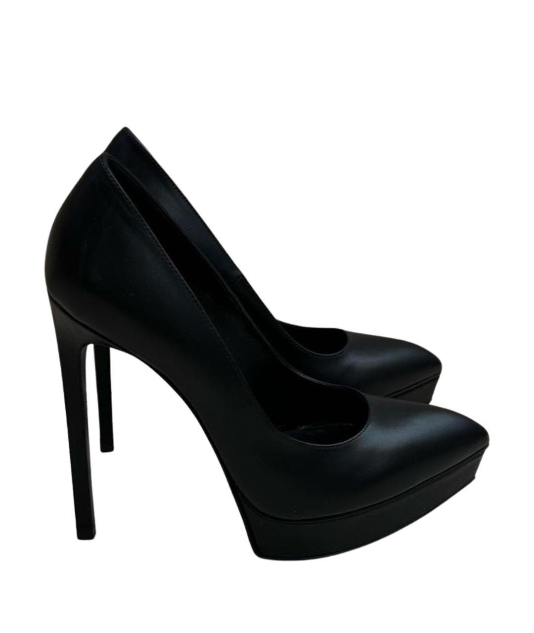 SAINT LAURENT Черные кожаные туфли, фото 1